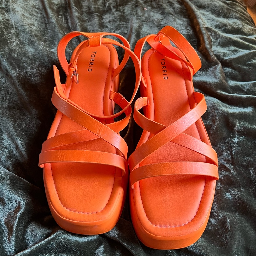 Torrid Bright Orange Strappy Sandals